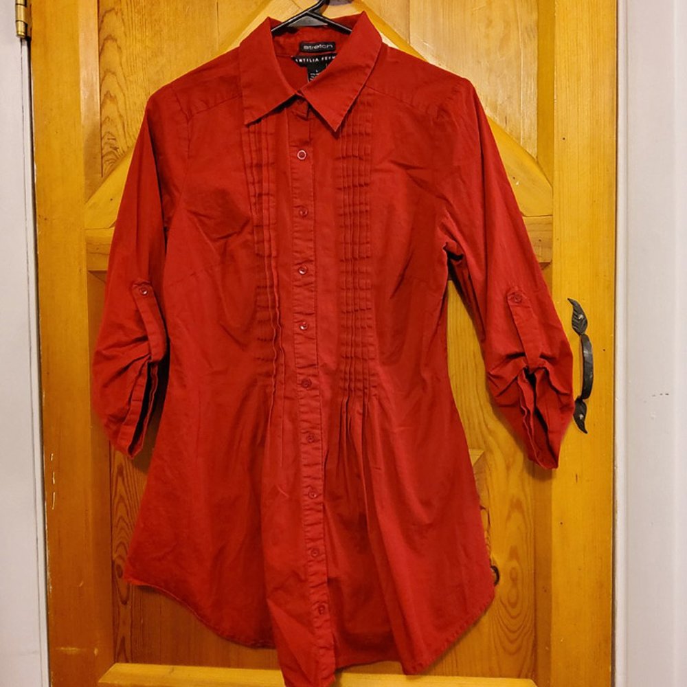 Antilla Femme Red 3/4 Sleeve Button Shirt